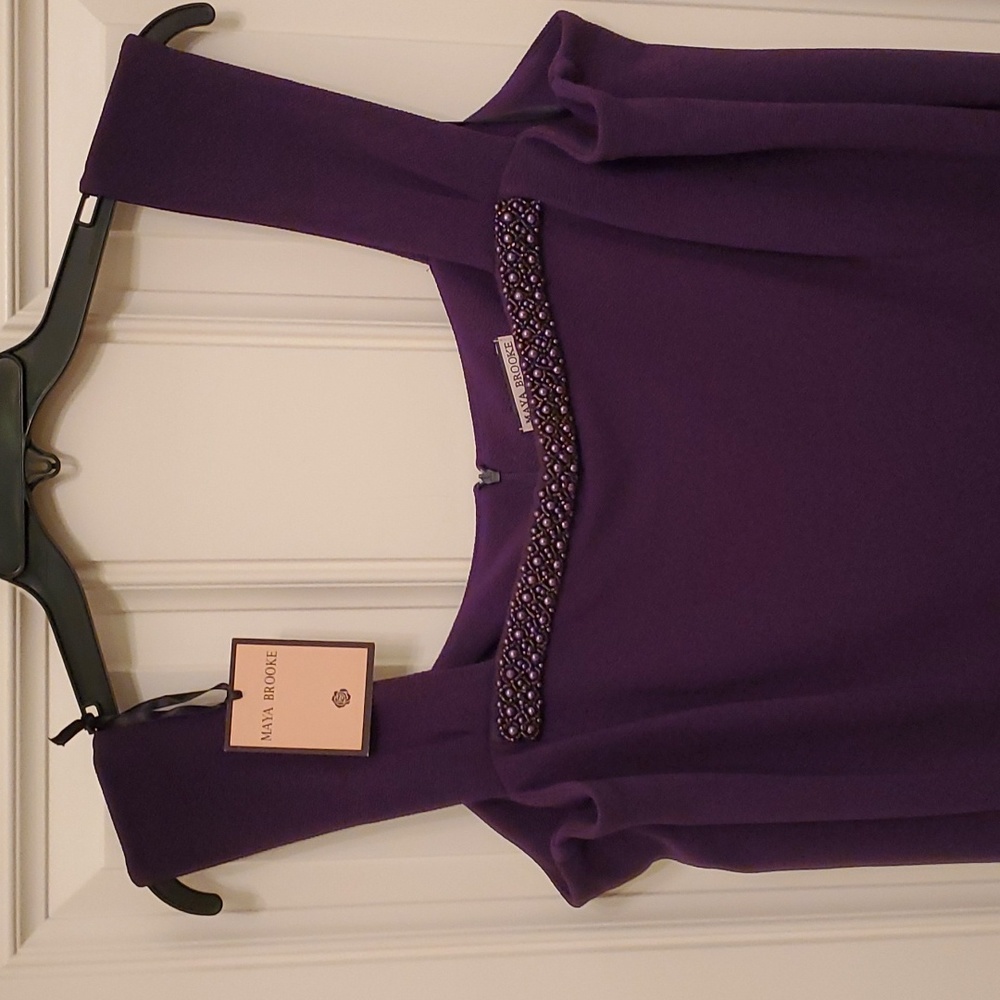 Sale NEW Beaded Purple Sheath Dress 24W Maya Brooke 🌻